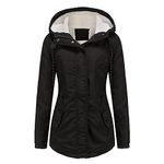 YYNUDA Womens Winter Coats Waterproof Fleece Lined Parka Coat Winter Outdoor Hooded Jacket Black L