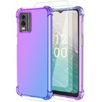 Osophter for Nokia C32 Phone Case: with 2pcs Screen Protector,two color gradient reinforced corner TPU shock absorption flexible Cell Phone Cover for Nokia C32(Purple Blue)