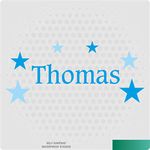 Personalised Name Wall Art Stars Vinyl Sticker Boys Room Bedroom Toy Box Play (Blue)