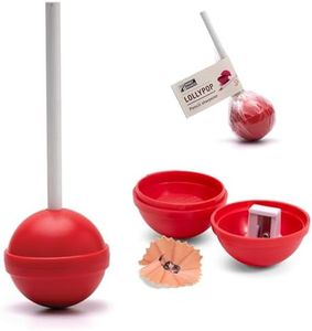 Monkey Business Lollypop Pencil Sharpener for Kids, Fun Manual Pencil Sharpener for Colored Pencils, Cute Pencil Sharpener for Girls and Boys, Student Stationery Supplies, Birthday Gift (Red)