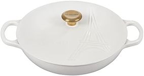 Le Creuset Eiffel Tower Collection Enameled Cast Iron Signature Braiser with Lid, 3.5 qt., White