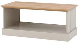 GFW Kendal Grey Coffee Table With Contrast Oak Top, Features Storage Shelf For Display Living Room Entertainment, Media Accessories & Books, Particle Board & Paper Foil, H-43cm x W-100cm x D-47cm