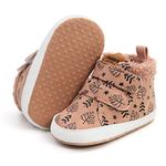 RVROVIC Baby Boys Girls Anti-Slip Sneakers Soft Ankle Boots Toddler First Walkers Newborn Crib Shoes(6-12 Months,A1-Leaf Brown)