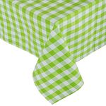 HOMESCAPES Green Gingham Table Cloth Block Check Pattern 100% Cotton Rectangular 137 x 228 cm (54” x 90”) Kitchen and Dining Room Table Cloth for 6-8 Seater Table