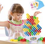 64 PCS Tetra Tower Game, Balance Stacking Building Blocks Board Game for Kids, Adults, Building Games, Tetra Tower Balancing Game, Stack Attack Board Games for Family Travel Party