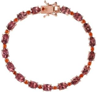 SHOP LC DELIVERING JOY Apatite Fire Opal Oval 925 Sterling Silver Vermeil Rose Gold Plated Bracelet for Women Jewelry Size 7.25" Ct 12.43 Birthday Gifts for Women