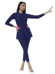 LYCOT Women Frock Style Full Sleeves Full Tights Pattern High Coverage Swimwear (in, Alpha, 8XL, Plus, Navy)