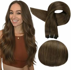 Full Shine 18 Inch Weft Hair Extensions Human Hair Color Medium Brown Hair Extensions 105G Sew In Extensions Remy Human Hair Weft Extensions Hair Weft Human Hair Extensions Sew In 105G
