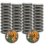 GBACHOOSE 40 Pack 10 Inch Plastic Serving Tray with Lids, Catering Trays with Lids, Party Trays with Lids Large Sandwich Trays for Parties with Lid for Takeout Food Catering Picnic