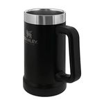 Stanley Adventure Vacuum Beer Stein 0.7L - Travel Mug Keeps Beer Cold For 7 Hours - Stainless Steel Beer Stein with Handle - Vintage Beer Stein - Dishwasher Safe - Matte Black