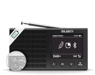 Portable Bluetooth DAB/DAB+ Radio | Rechargeable Battery Pocket Radio with 11 Hours Playback | FM Radio, Dual Alarm, 20 Presets, and Full Colour LED Display | USB, Headphone Jack | MAJORITY Eddington