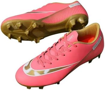 Low Leather Soccer Cleats - Professional-Grade with Lace-Up - Ideal for Training & Competition on Firm Ground & Turf - Unisex, Men, Women, Boys & Girls, Pink, 8 Women/6.5 Men