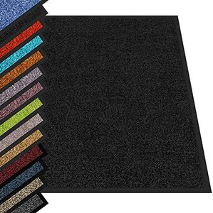 casa pura - Tapis Entrée Intérieur Rhine - Tapis Antidérapant et Anti-salissures - Paillasson de propreté Interieur et extérieur - Tapis de Porte Lavable et Ultra Absorbant (Noir 60x90 cm)