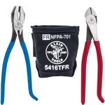 Klein Tools 80081 Pliers Kit, Ironworker's Diagonal Cutting Pliers, Heavy Duty Side Cutters and Flame Resistant Canvas Tool Bag, 3-Piece