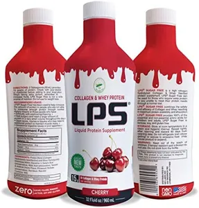 Nutritional Designs LPS Liquid Collagen & Whey Protein Supplement - Sugar-Free Non-GMO Drink - Promotes Healthy Skin & Hair for Men & Women (Cherry)