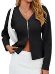 Saodimallsu Womens V Neck Sweater Blazer Peplum Long Sleeve Knit Open Front Split Cardigan Sweaters, Black, Small