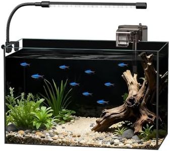 Glass Fish Tank Kit, 5 Gallon Betta Fish Tank Aquarium Starter Kit with Filter, Lights, Lid, for Betta, Goldfish, Small Fish or shrimg