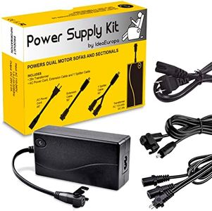 Universal Dual Power Supply Transformer Kit for Electric Reclining Furniture Power Recliner, Lift Chairs, Sofa or Sectionals - 29V 2A AC Power Cord Cable, Extension Cable and Y Cable (Not a Battery)