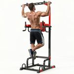 TLGREEN Multifunction Power Tower Dip Station Pull-Up Bar, Strength Training Full Body Training Home Fitness, Made of Steel Tube, Load Capacity up to 200 kg