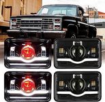 DOXMALL 4Pcs 4x6 Inch LED Headlights Dot Approved with Red Devil Eye DRL Compatible for 1986 Che-vrolet CK 10 Rectangular H4656 H4651 H4642 H4652 Peterbilt 357 378 379 XR400 XR250 XR650