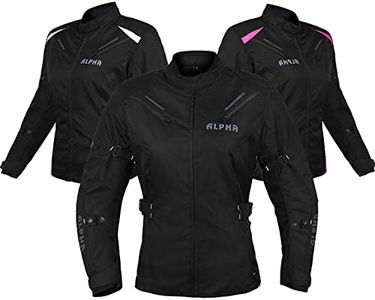 ALPHA CYCLE GEAR ALL SEASON WOMEN MOTORCYCLE JACKET WATERPROOF RIDING WITH CE ARMOUR (BLACK, LARGE)