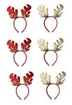 Infispace Reindeer Velvet Antlers Headband/Santa Hat Headgear for Christmas Xmas Party (Red Yellow (Pack of 6))