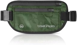 travel inspira Travel Money Belt with Anti-Theft Zippered Slim Travel Pouch RFID Blocking Passport Holder Hidden Travel Wallet under Clothes to Protect Credit Cash, Passports, Camouflage Green