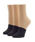 Hue Cotton Toe Topper, 3 Pack Sockshosiery, Black, One Size