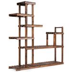 TANGZON 7-Tier Wooden Plant Stand, 16 Potted Flower Pots Display Ladder Shelf, Indoor Outdoor Freestanding Bonsai Potted Plant Rack Holder for Home Patio Balcony Garden, 120 x 25 x 120cm