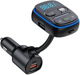 Fm Transmitter Auto Bluetooth,HIDOU Wireless Bluetooth 5.0 Car Radio Adapter Receiver Car Kit with Bass,7 Color Light,QC3.0 PD 30W Fast Charge,Siri Voice Assistant,Handsfree Call,Mp3 Player