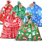 10PCS Jumbo Christmas Gift Bags, Giant Santa Claus Christmas Sacks 43X36 Inch, Xmas Huge Presents Bags with Tags, Oversize Extra Large Gift Wrapping Bags for Christmas Holiday Gift Giving Decorations