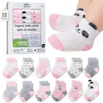 Mother's Choice Organic Cotton Baby Socks 0–6 Months, 12 Pairs Newborn & Infant Socks Soft Hypoallergenic Breathable Gentle On Delicate Skin Stretch Fit Comfortable Daily Essentials For Little Ones