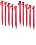 FitFix 8-Inch Plastic Tent Stakes (Red, 10 Pack) – Heavy-Duty Ground Pegs with Spike Hooks for Camping, Outdoor, Garden & Canopy Use – Durable, Rust-Free Pegs for Sand, Beach Length 200mm