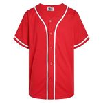 DEHANER Plain Blank Baseball Jerseys for Men Women Adult Hip Hop Hipster Button Down Shirts Sports Uniforms Outfits, White Stripe-red Jersey, Small