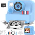 Yosfeng Instant Print Camera for Kids, Christmas Birthday Girls Gifts for Age 3 4 5 6 7 8 9 10 Year Old, 2.4 Inch Screen Kids Instant Camera Print Photo, Digital Video Cameras Toys 3-12 (Blue)