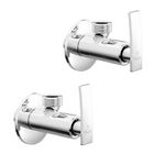 Pixaflo Moonstone Brass Angle Valve, Stop Cock with Wall Flange, Chrome Finish (Pack of 2)