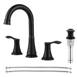 PARLOS Two-Handle High Arc Bathroom Faucet with Pop Up Drain and cUPC Faucet Supply Lines Widespread 8 inch Deck Mounted,Oil Rubbed Bronze, Demeter 13652