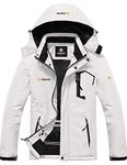 GEMYSE Men's Mountain Waterproof Ski Snow Jacket Winter Windproof Rain Jacket (White,XX-Large)