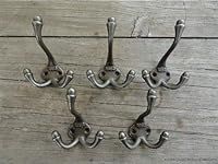 SET OF 5 CLASSIC ANTIQUE STYLE 1883 TRIPLE COAT HOOK CAST IRON HOOKS HAT RACK