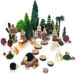 OrgMemory 42pcs Animal Trees, Mini Garden Accessories, Garden Fairy Figurines, Plastic Trees for Projects 1.5-6 inch(4-16 cm), Model Train Scenery