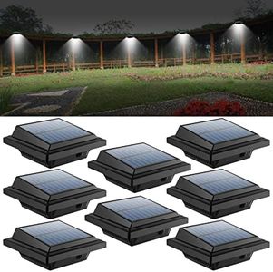 UniqueFire Outdoor Solar Gutter Lights, 40 LEDs Outdoor Solar Fence Lights Outdoor Waterproof Security Lamps for Eaves Garden Landscape Walkway (8PCS Black_Cold White)