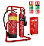 Small Office Fire Safety Pack. Fire Extinguisher Set with Stand 1M X 1M FIRE Blanket and ID Signs. Covers All Types of fire Risk. Ideal for Small workplaces.BS Kitemarked C+F+HB+ID+RST