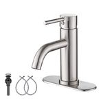 Brushed Nickel Faucet Hononnice One Hole Single Handle Bathroom Faucets RV Bathroom Vanity Faucet with Pop Up Drain with Overflow and Hose