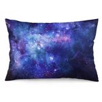 Galaxy Throw Pillow Cover Queen Size Blue Purple Outer Space Nebula Universe Star Night Starry Sky Lumbar Pillow Case Soft Standard Pillow Cases with Zipper Cushion Covers for Couch,Bed,20"x30"