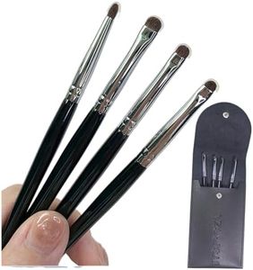 JYSJGCZA Eye Makeup Brush Set, 4 Pcs Professional Blending Eyeshadow Makeup Brushes for Concealer Eyebrows Eyeliner, Soft Hairs & Wood Handle