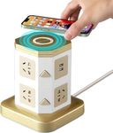 CTFIVING International Power Board Power Strip Tower with Wireless Charger Surge Protector Power Board Charging Station 2500W 7 Outlets 2 USB Ports Heavy Duty Extension Cord for Home Office