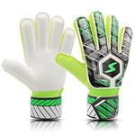 Children Football Gloves, 9# Kids Youth Football Soccer Goalkeeper Goalie Training Gloves Gear with Strong Grips Palms, Soccer Goalie Goalkeeper Gloves for Kids Boys Children (Green)