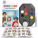 Snazaroo Adventure Face Paint Palette Kit for Kids and Adults, 8 Colours, 11pcs, Brush, Sponge, Guide, Water Based, Easily Washable, Non-Toxic, Makeup, Body Painting and Parties, for Ages 3+