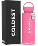 Coldest Insulated Water Bottle with Handle Lid | Leak Proof, Insulated Modern Stainless Steel, Triple Walled, Sport Thermos Bottles, Metal Flask | 32oz