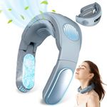 Favoreal Foldable Neck Cooler Neck Fan 3 Settings Portable USB Rechargeable Personal Cooling Device Wearable Neck-hanging Air Conditioner Summer Outdoor Fan (Blue Grey)